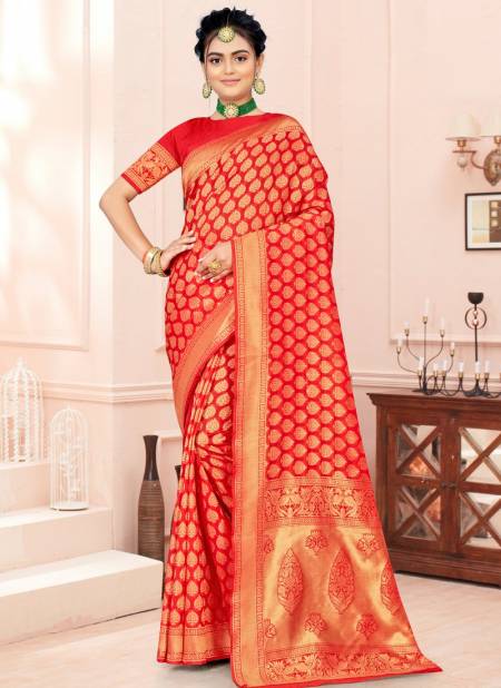 Red Colour Santraj New Festive Wear Designer Fancy Banarasi Silk Saree Collection 1022
